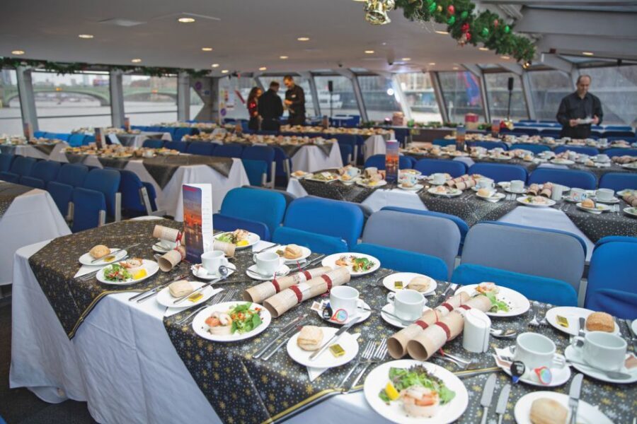 London: Christmas Party Lunch Cruise - What You See Gliding Past the London Eye, Shard, and Tower of London