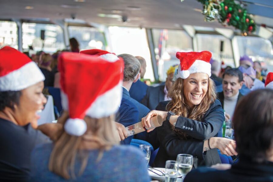 London: Christmas Party Lunch Cruise - Tower Bridge to Canary Wharf: Your Best Photo and People-Watching Window
