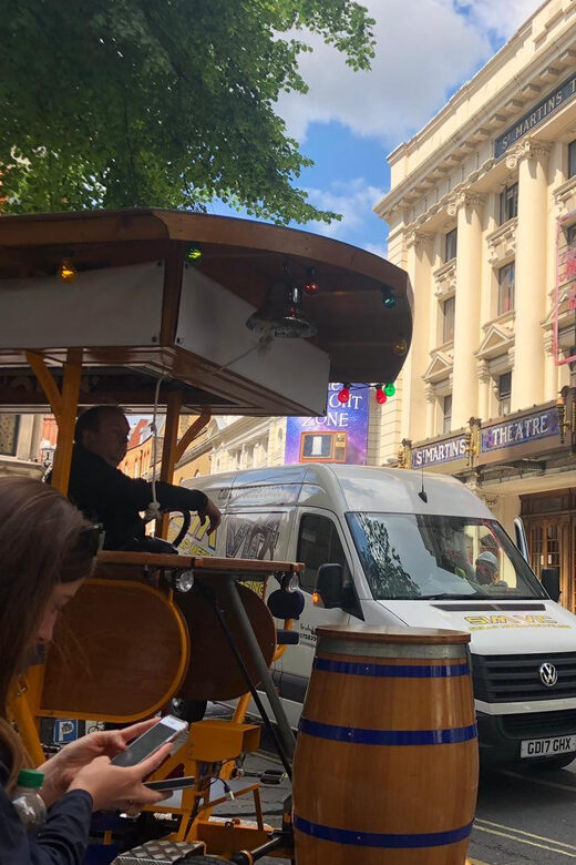 London: Piccadilly and Soho Beer Bike Tour - Onboard host, driver, music, and glasses that stay moving