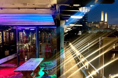 London: Dark Comedy on Iconic Battersea Barge - Getting there fast: Rum Monkey on Nine Elms Lane